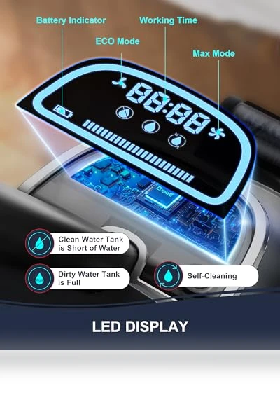 Cordless Wet Dry Vacuum Cleaner with Self-Cleaning, LCD Display, Voice Prompt — Vacuums, Stealth