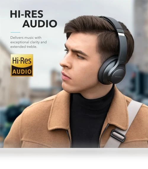 Hybrid Active Noise Cancelling Headphones, Wireless Over Ear Bluetooth Headphones, 60H Playtime, Hi-Res Audio, Deep Bass — Over-Ear Headphones, Anker