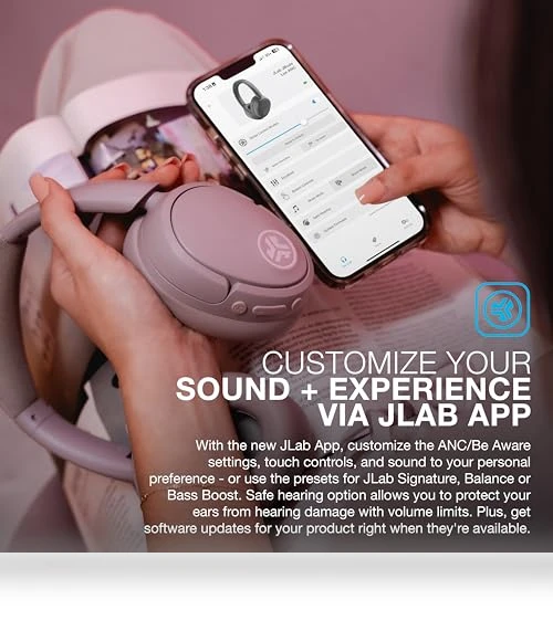 JBuds Lux ANC Wireless Headphones, Hybrid Active Noise Cancelling, Customizable Sound, Spatial Audio Compatible — In-Ear Headphones, JLab