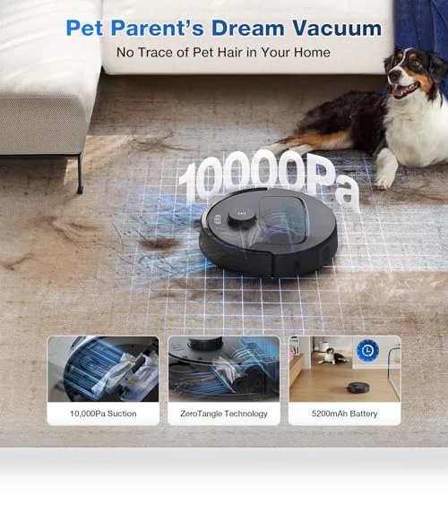 Robot Vacuum and Mop with Self-Emptying, 10000Pa Suction, Hot Air-Drying — Smart Cleaning Robots, ECOVACS
