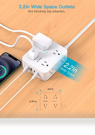 Surge Protector Power Strip with 8 Outlets and 4 USB Ports — Power Solutions & Surge Protection, HANYCONY