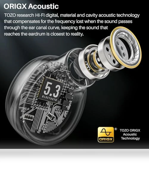 True Wireless Earbuds Bluetooth 5.3 Headphones with Wireless Charging Case — In-Ear Headphones, TOZO