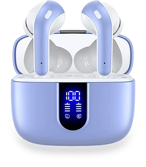 True Wireless Earbuds with LED Power Display and Wireless Charging — In-Ear Headphones, TAGRY