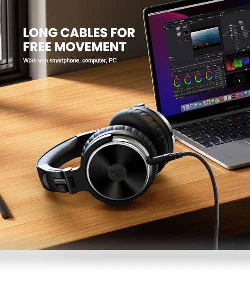 Wired Over Ear Headphones with 50mm Drivers for Studio Monitoring — In-Ear Headphones, OneOdio