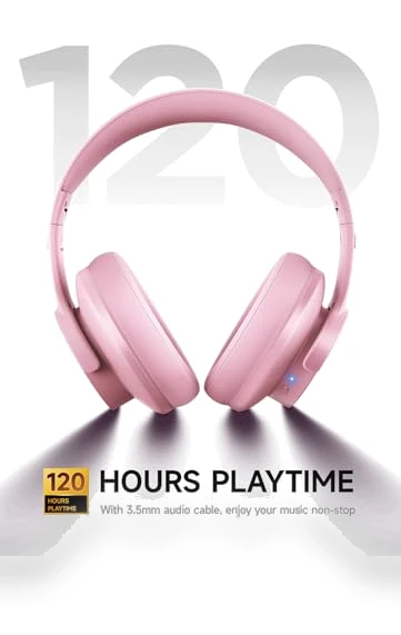 Wireless Bluetooth Over-Ear Headphones with 120H Playtime, Deep Bass — In-Ear Headphones, Picun