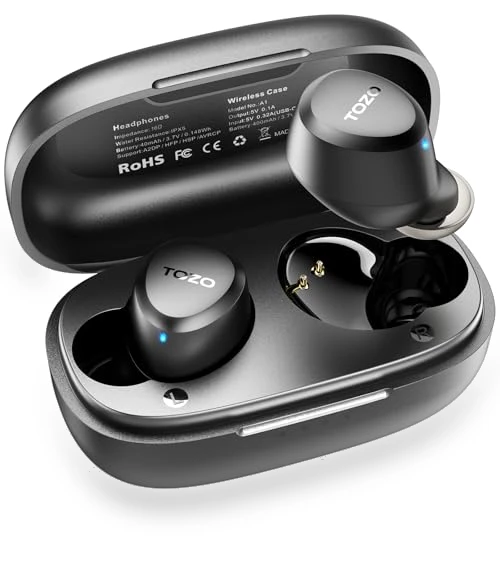Wireless Earbuds Bluetooth 5.3 Light Weight IPX5 Waterproof with Charging Case — In-Ear Headphones, TOZO