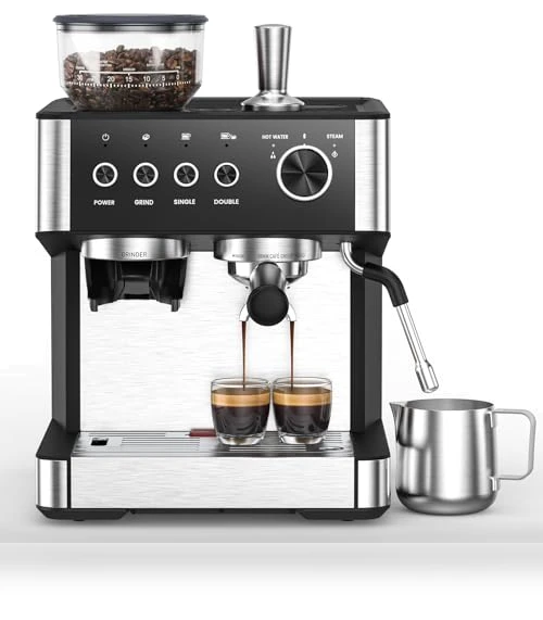 20 Bar Espresso Machine with Built-in Grinder and Milk Frother — Coffee & Espresso Combos, Electactic