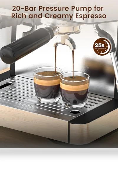 20 Bar Espresso Machine with Built-in Grinder and Milk Frother — Coffee & Espresso Combos, Electactic