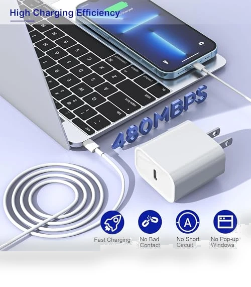 20W PD USB C Fast Charger with Type C to Lightning Cable - 3 Pack 10FT — Lightning, BUSFUL
