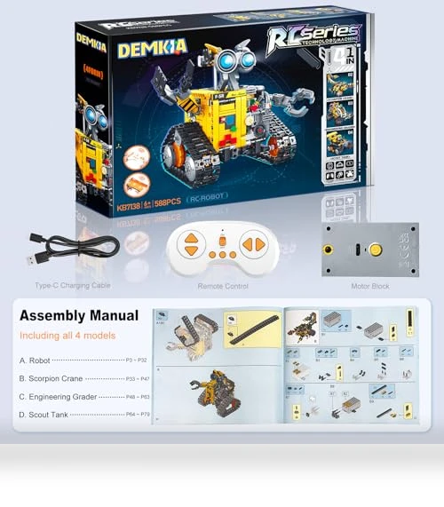 4-in-1 Remote & APP Controlled RC Wall Robotics Kit STEM Toys — Construction Kits, Demkia