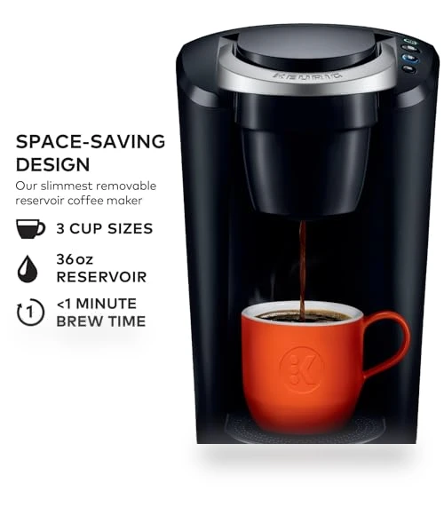 Compact Single-Serve K-Cup Pod Coffee Maker with 3 Brew Sizes — Single-Cup Coffee Makers, Keurig