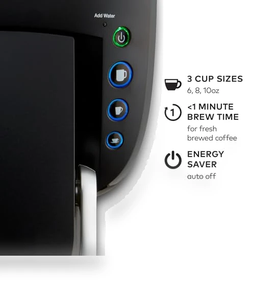Compact Single-Serve K-Cup Pod Coffee Maker with 3 Brew Sizes — Single-Cup Coffee Makers, Keurig