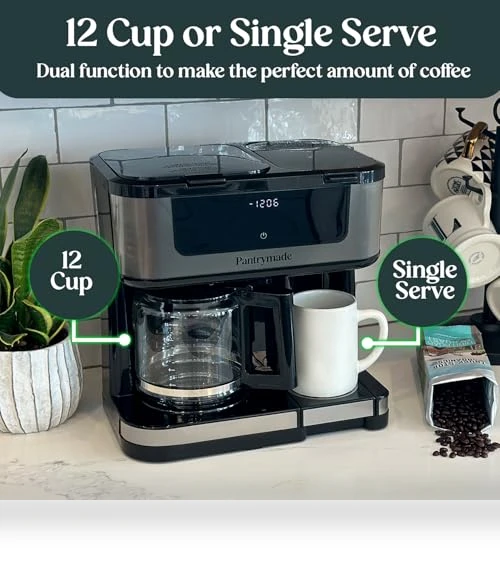 Programmable Coffee Maker with Single Serve Brewer - 12-Cup & K-Cup Compatible — Coffee Makers, Pantrymade