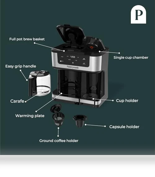 Programmable Coffee Maker with Single Serve Brewer - 12-Cup & K-Cup Compatible — Coffee Makers, Pantrymade