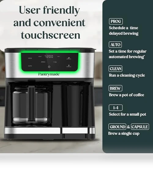 Programmable Coffee Maker with Single Serve Brewer - 12-Cup & K-Cup Compatible — Coffee Makers, Pantrymade