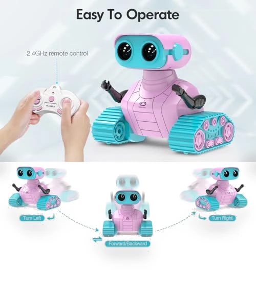 Rechargeable RC Robot Toy for Kids with Music and LED Eyes — Interactive Figures & Robots, ALLCELE