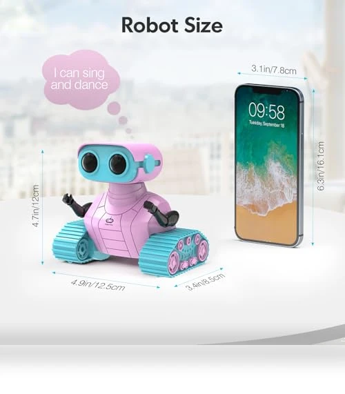 Rechargeable RC Robot Toy for Kids with Music and LED Eyes — Interactive Figures & Robots, ALLCELE