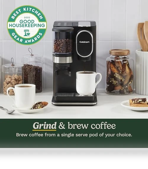 Single Serve Coffee Maker with Integrated Grinder, 48-Ounce Reservoir — Electric Blade Coffee Grinders, Cuisinart