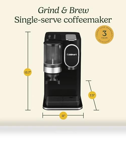 Single Serve Coffee Maker with Integrated Grinder, 48-Ounce Reservoir — Electric Blade Coffee Grinders, Cuisinart