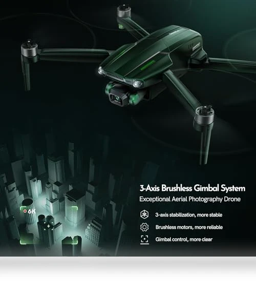 6K Drone with Camera for Adults, 4K/30fps Video, 3-Axis Brushless Gimbal, 70mins Flight Time — Drones, Gleesfun