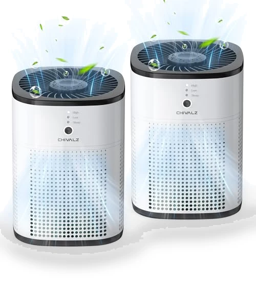 Air Purifiers for Bedroom with True HEPA Filter, 2 Pack — Activated Carbon Air Purifiers, Chivalz
