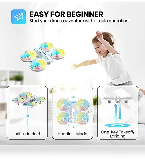 Mini Drone with LED Lights for Kids — Flying Toys, DEERC