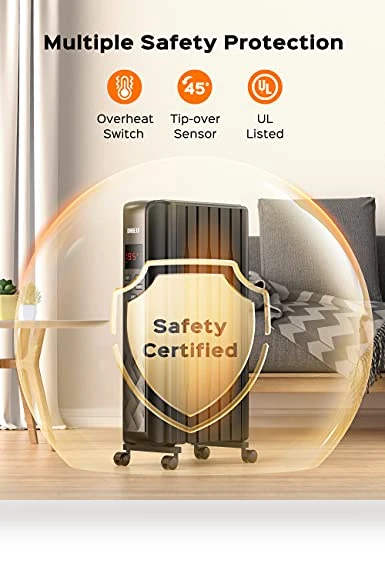 Oil Filled Radiator Heater with Remote Control, 4 Modes, Overheat & Tip-Over Protection — Portable Heating Solutions, Dreo
