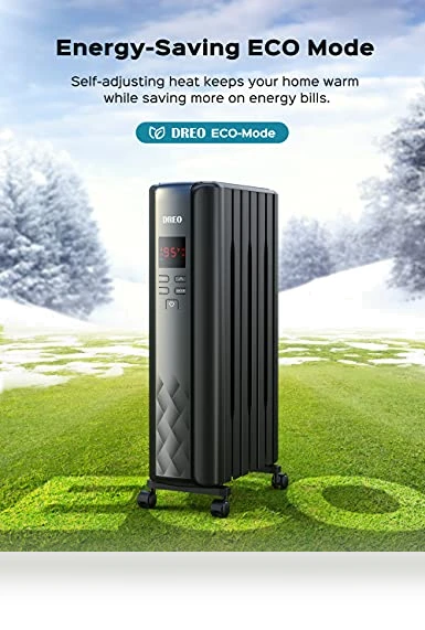 Oil Filled Radiator Heater with Remote Control, 4 Modes, Overheat & Tip-Over Protection — Portable Heating Solutions, Dreo