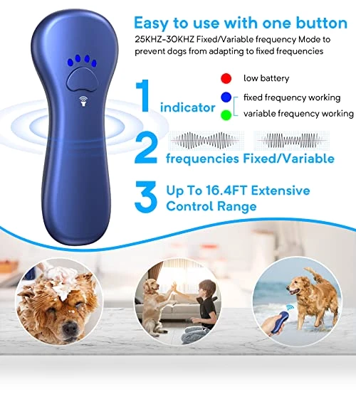 Ultrasonic Dog Bark Deterrent, Rechargeable Anti Barking Device for Dogs — Sonic Deterrents, Ahwhg