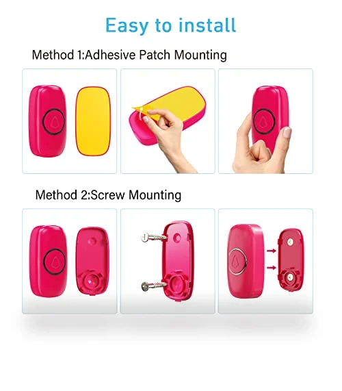 Wireless Doorbell with 58 Chimes, Adjustable Volume, 1000Ft Range — Push Buttons, SECRUI
