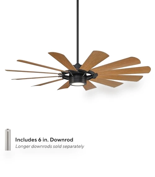 12-Blade Smart Home Ceiling Fan with LED Light Kit — Ceiling Fan Wall Controls, WAC Lighting