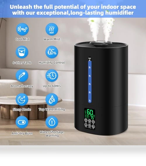 6L Humidifiers for Bedroom Large Room Home — Air Moisturizers, Coolfiqu