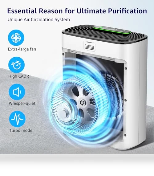 HEPA Air Purifier for Large Rooms — Activated Carbon Air Purifiers, KNKA