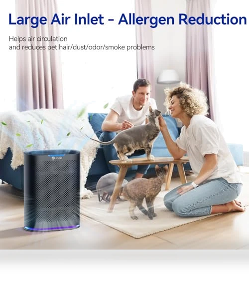 Large Room Air Purifier with Air Quality Monitor & Aromatherapy — Activated Carbon Air Purifiers, Aucleia