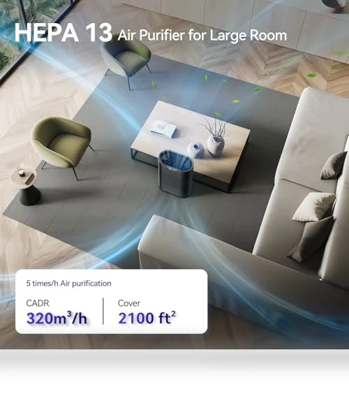 Large Room Air Purifier with Air Quality Monitor & Aromatherapy — Activated Carbon Air Purifiers, Aucleia