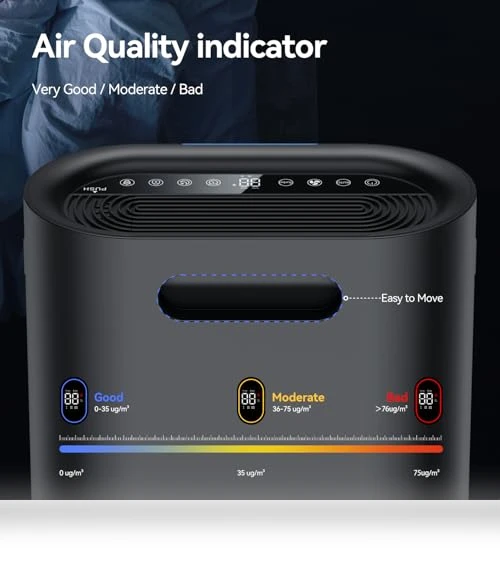 Large Room Air Purifier with Air Quality Monitor & Aromatherapy — Activated Carbon Air Purifiers, Aucleia