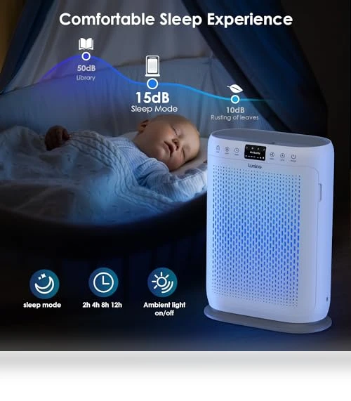 Large Room Air Purifier with HEPA Filter — Activated Carbon Air Purifiers, LuninoHome.com
