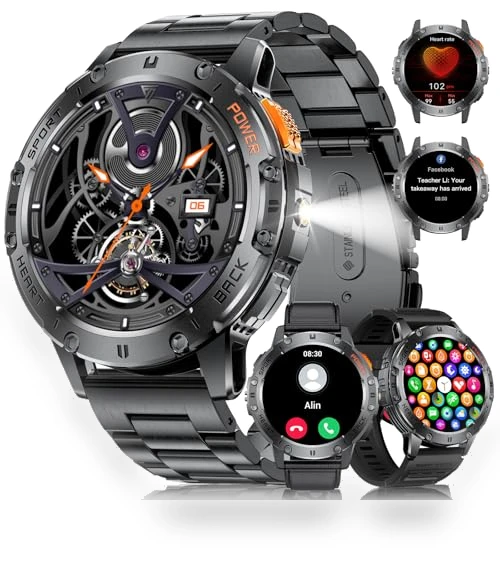 Military Smart Watch with LED Flashlight and AMOLED Display — Smartwatches, LIGE