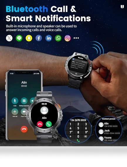 Military Smart Watch with LED Flashlight and AMOLED Display — Smartwatches, LIGE