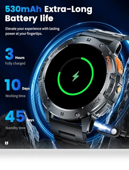 Military Smart Watch with LED Flashlight and AMOLED Display — Smartwatches, LIGE