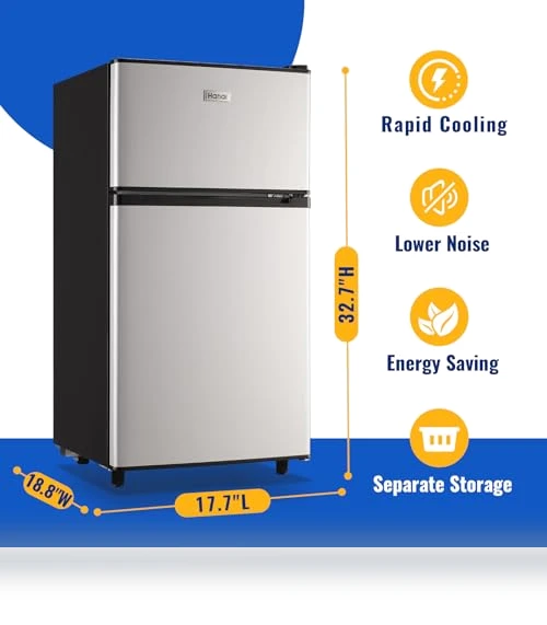 Mini Fridge with Freezer Compact Refrigerator — Mini Fridges, WANAI