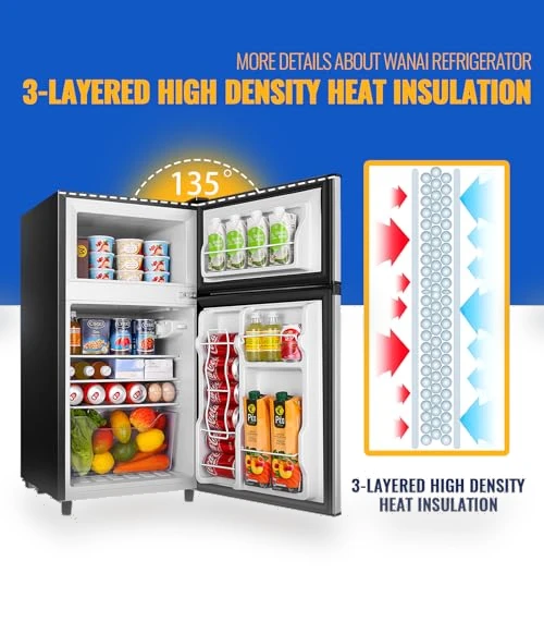 Mini Fridge with Freezer Compact Refrigerator — Mini Fridges, WANAI