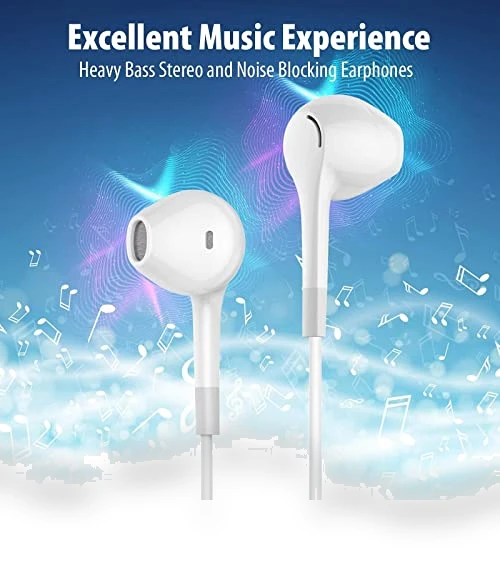 Wired Earbuds with Heavy Bass Stereo — In-Ear Headphones, HUOMU
