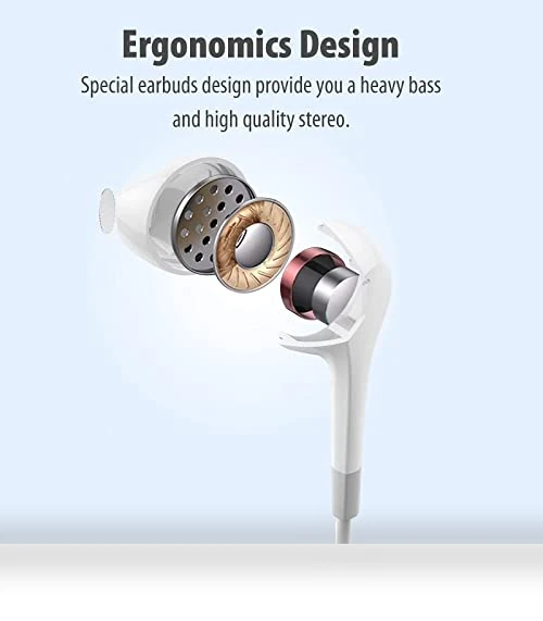 Wired Earbuds with Heavy Bass Stereo — In-Ear Headphones, HUOMU