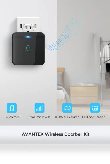 Wireless Doorbell Chime Kit — Push Buttons, AVANTEK