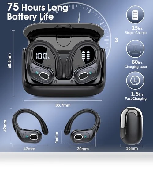 Wireless Earbuds with 75hrs Playtime — In-Ear Headphones, Aptkdoe
