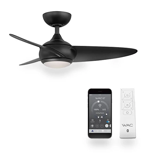 3-Blade Smart Home Ceiling Fan with LED Light Kit — Ceiling Fan Wall Controls, WAC Lighting