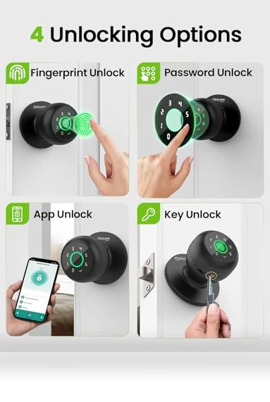 4-in-1 Smart Door Knob Fingerprint Door Lock — Smart Home Security, GHome Smart