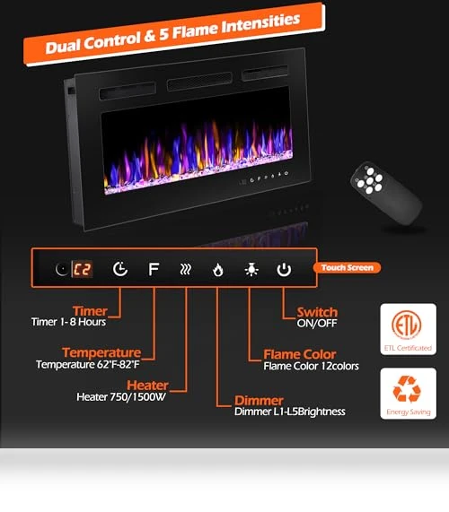 Electric Fireplace Wall Mounted and Recessed — Outdoor Fireplaces, BETELNUT