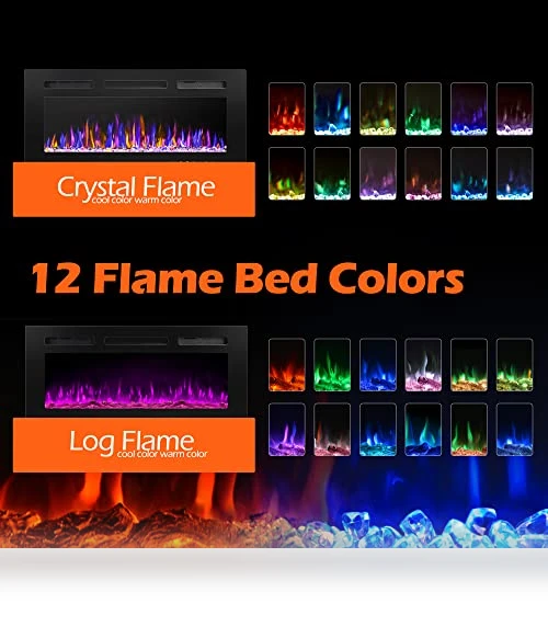 Electric Fireplace Wall Mounted and Recessed — Outdoor Fireplaces, BETELNUT